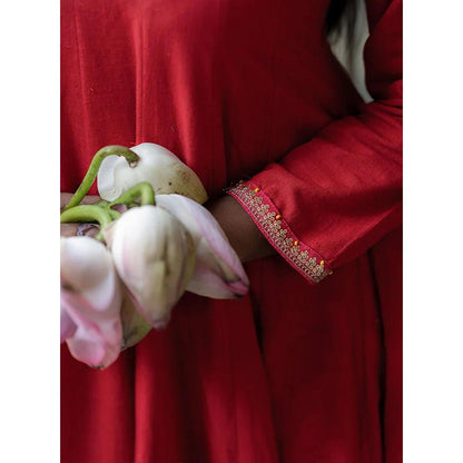 PRATHAA Ehsaas Anuragi Red Kalidar Dress