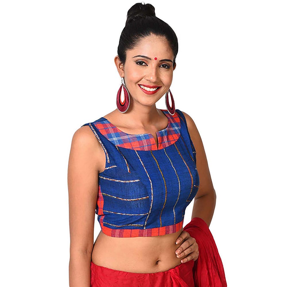 PRATHAA Royal Blue Khesh Stitched Blouse