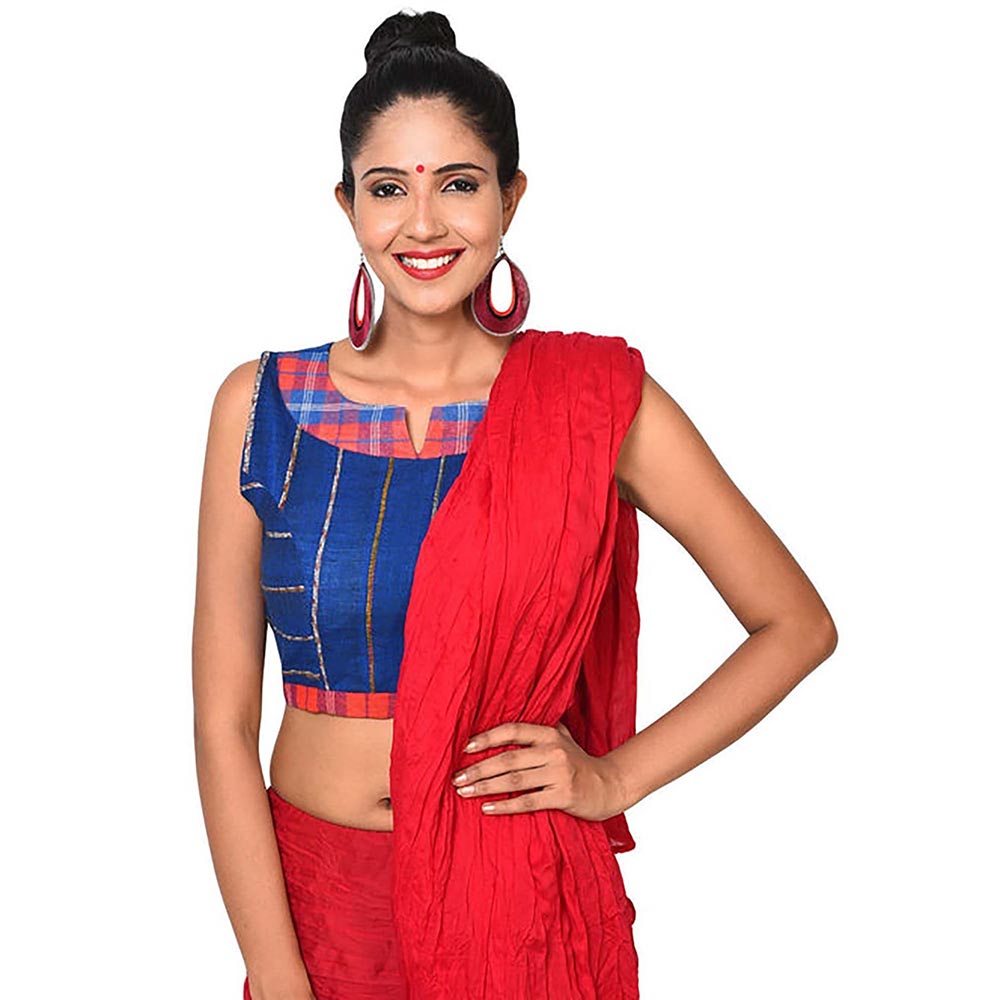 PRATHAA Royal Blue Khesh Stitched Blouse