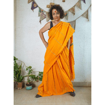 PRATHAA Yellow Khesh Skirt Saree with Unstitched Blouse