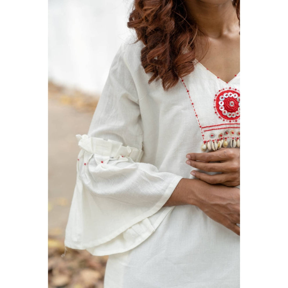 PRATHAA White Women Tunic with Pant