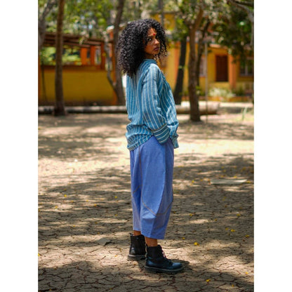 PRATHAA Raabta Co-Ord Set | Handloom Cotton Top And Blue Pants