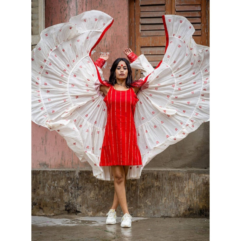 PRATHAA Debi Jamdani Three Tier Flare Dress