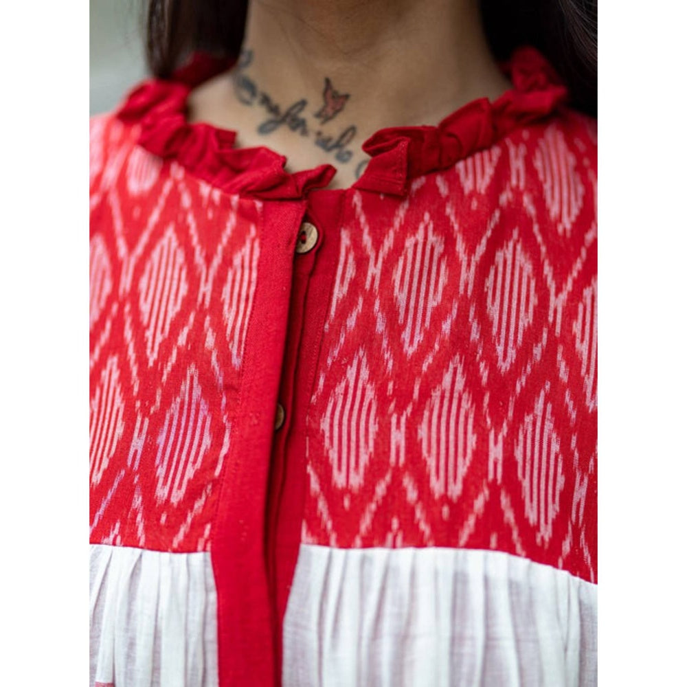 PRATHAA Debi Jamdani Three Tier Flare Dress