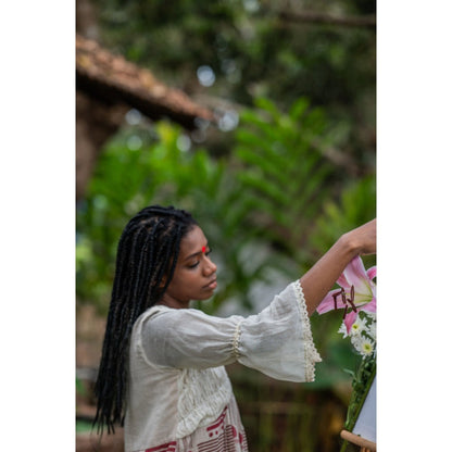PRATHAA Beige Midi Dress- SNIGDHA