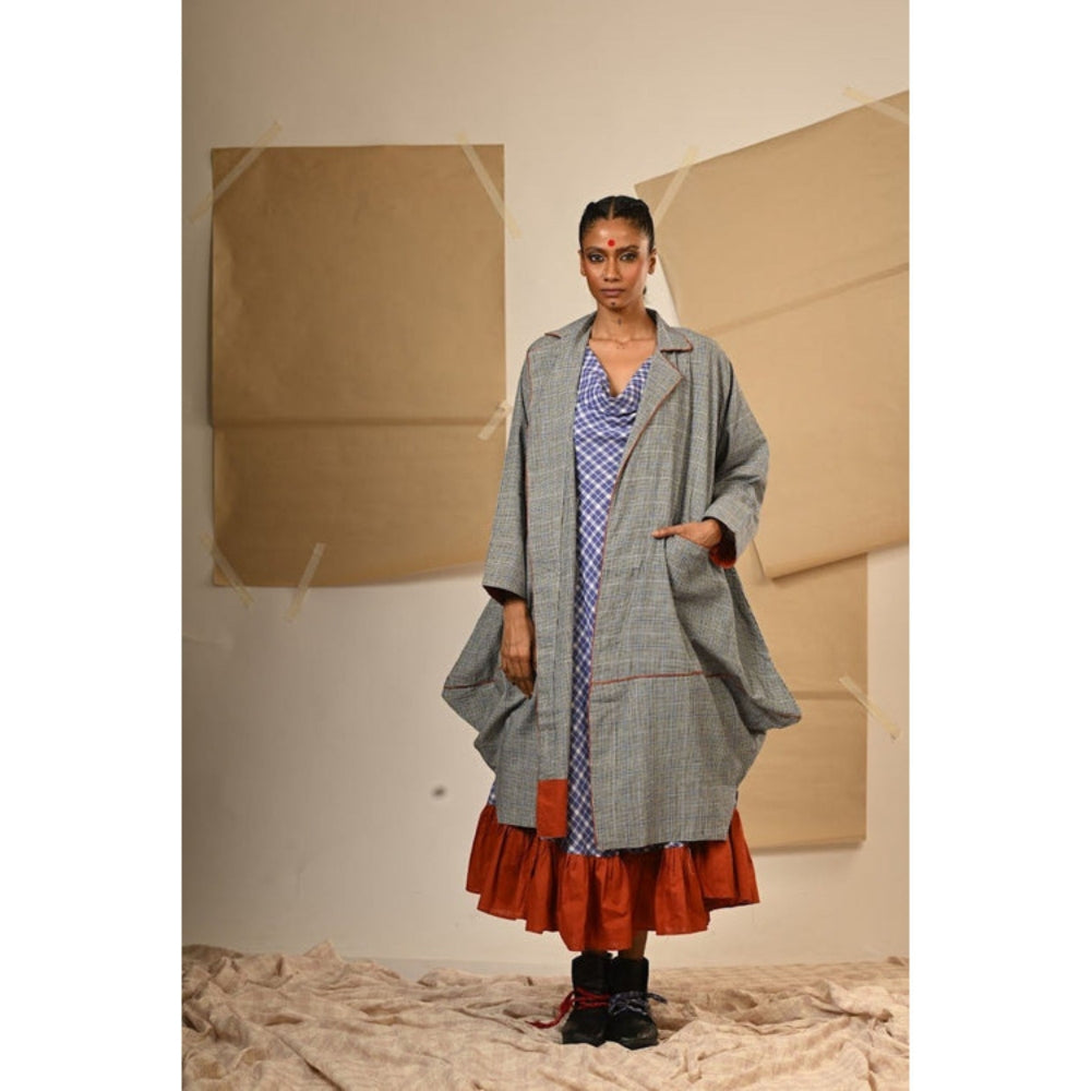 PRATHAA Grey Cowl Jacket - Taana Baana