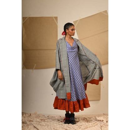 PRATHAA Grey Cowl Jacket - Taana Baana