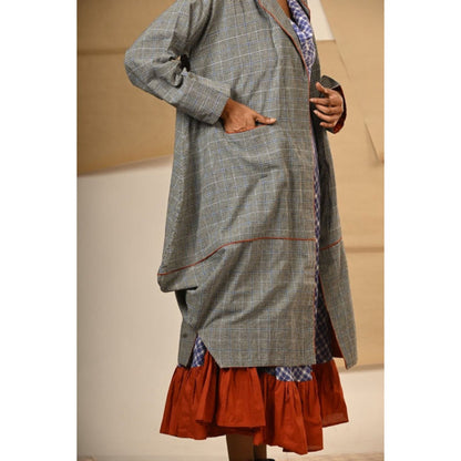 PRATHAA Grey Cowl Jacket - Taana Baana