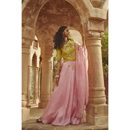 PRATIBHA SULTANIA Multi-Color Embellished Peacock Lehenga with Choli & Dupatta (Set of 3)