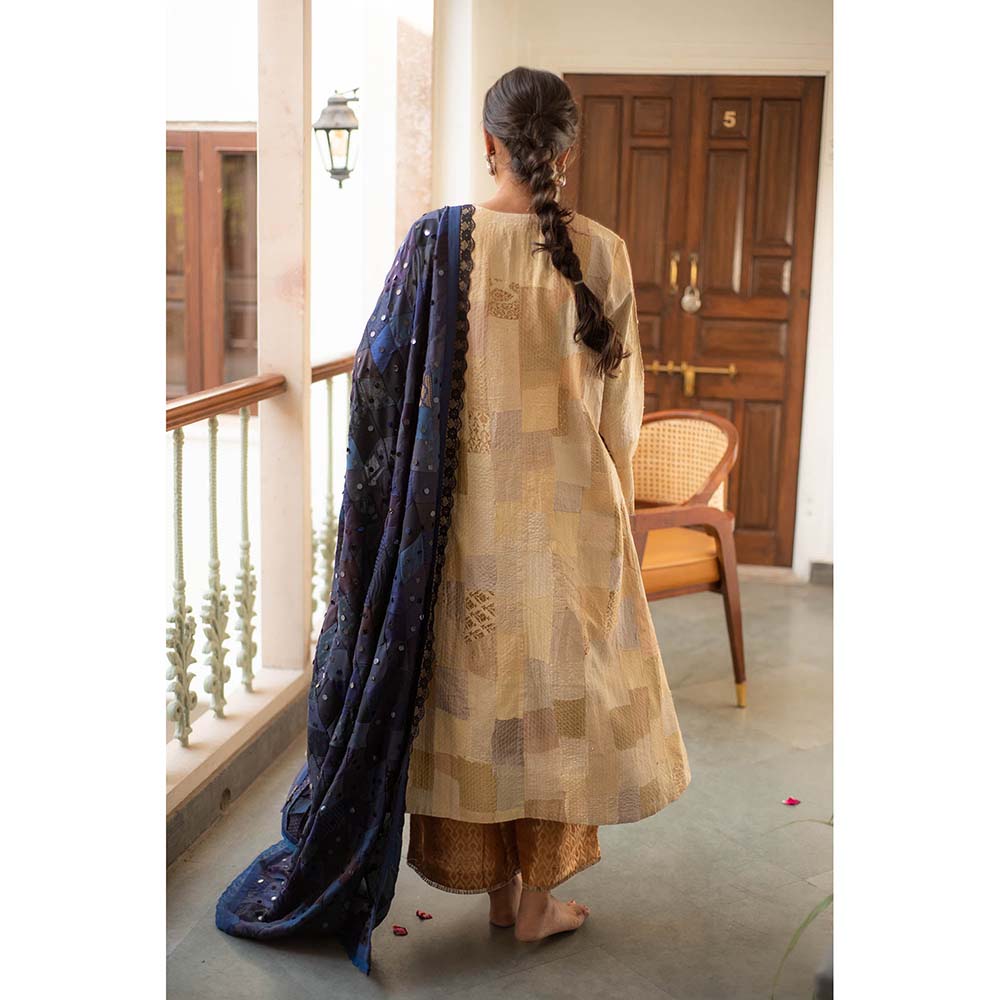 PRIYANKA RAAJIV Iola - Navy Blue Upcycled Patchwork Dupatta
