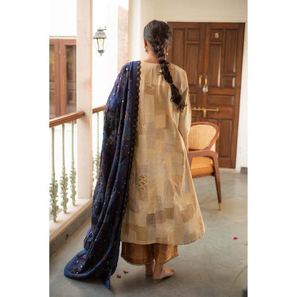 PRIYANKA RAAJIV Iola - Navy Blue Upcycled Patchwork Dupatta