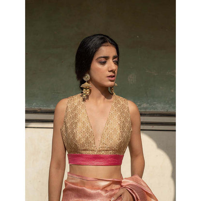 PRIYANKA RAAJIV Zane - Gold Silk Brocade Blouse