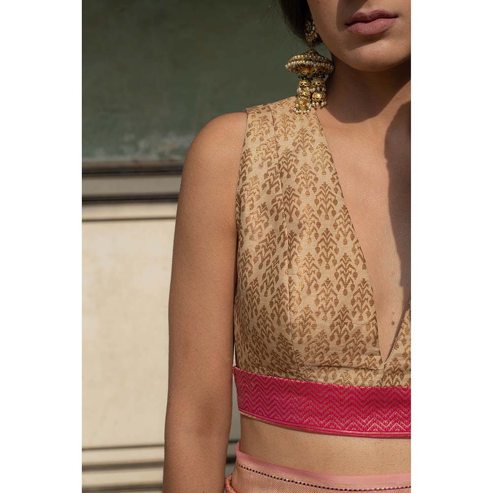 PRIYANKA RAAJIV Zane - Gold Silk Brocade Blouse