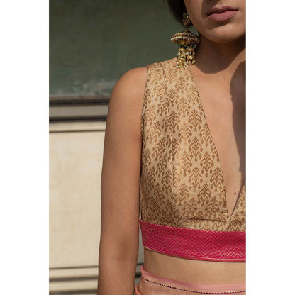 PRIYANKA RAAJIV Zane - Gold Silk Brocade Blouse