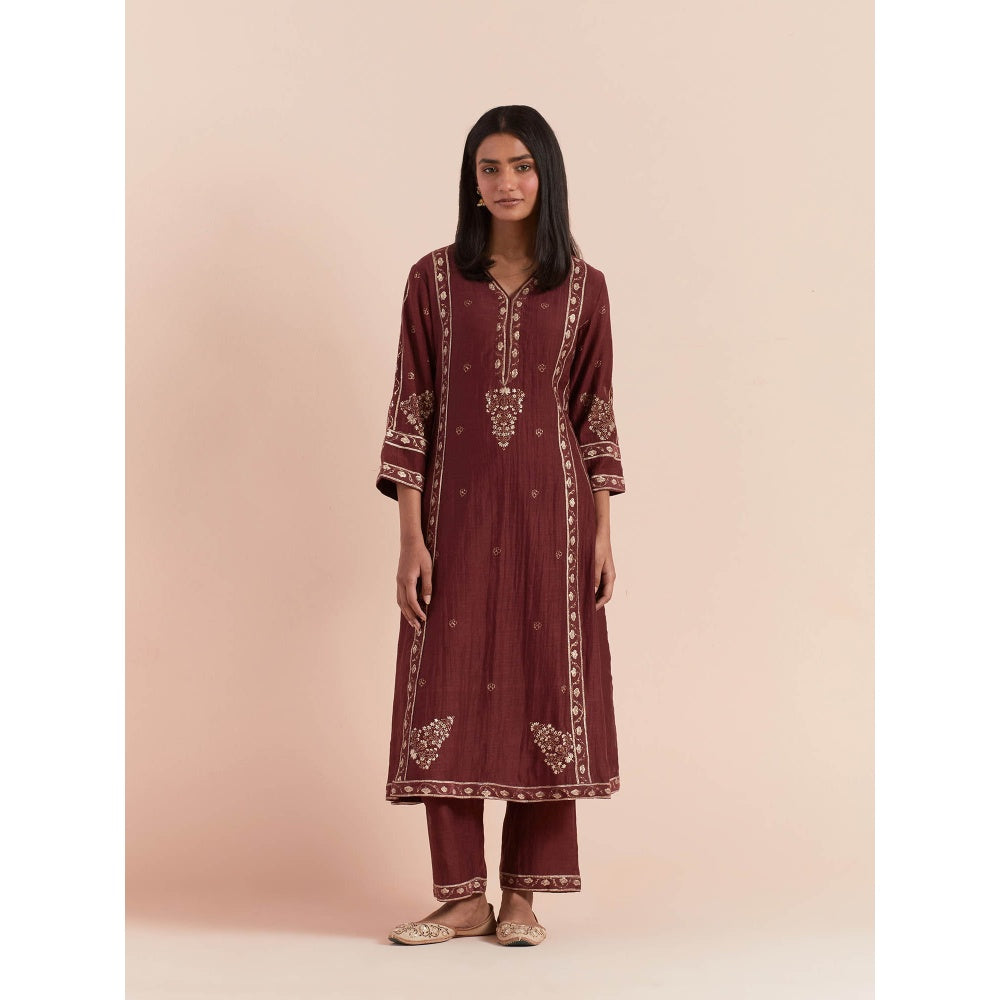 Priya Chaudhary Red Soft Chanderi Kurta