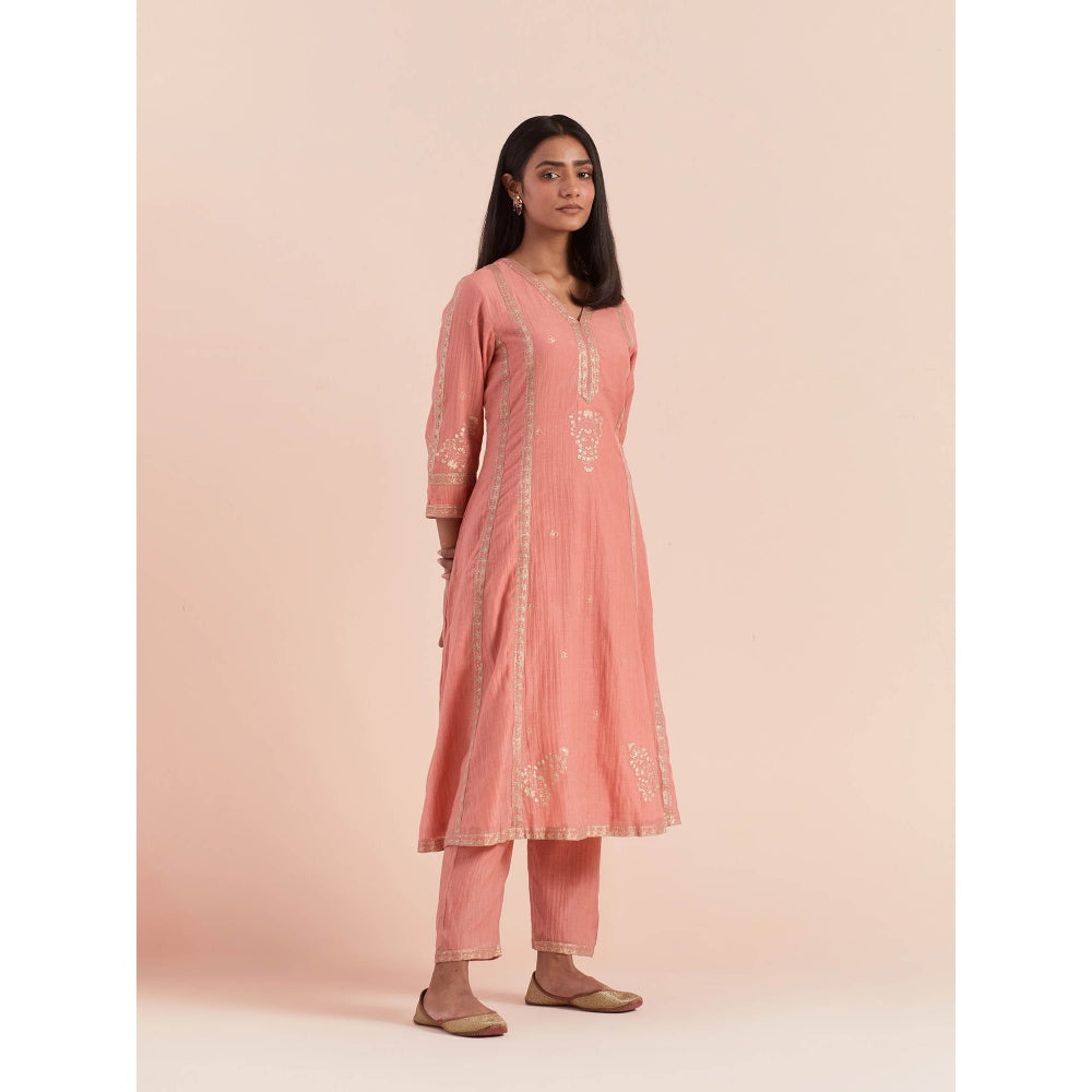 Priya Chaudhary Peach Soft Chanderi Kurta