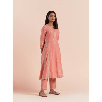 Priya Chaudhary Peach Soft Chanderi Kurta