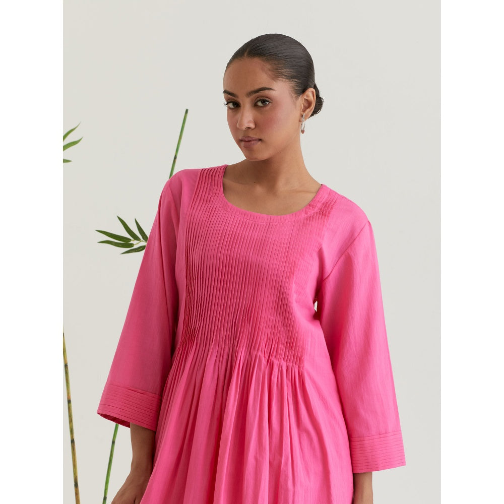 Priya Chaudhary Pink Flared Pleated Kurta
