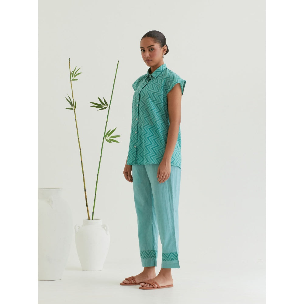 Priya Chaudhary Green Printed Shirt