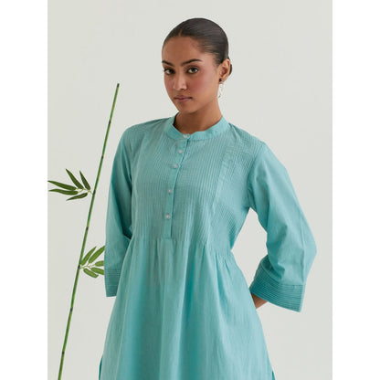 Priya Chaudhary Sea Green Pleated Kurta and Printed Pant (Set of 2)