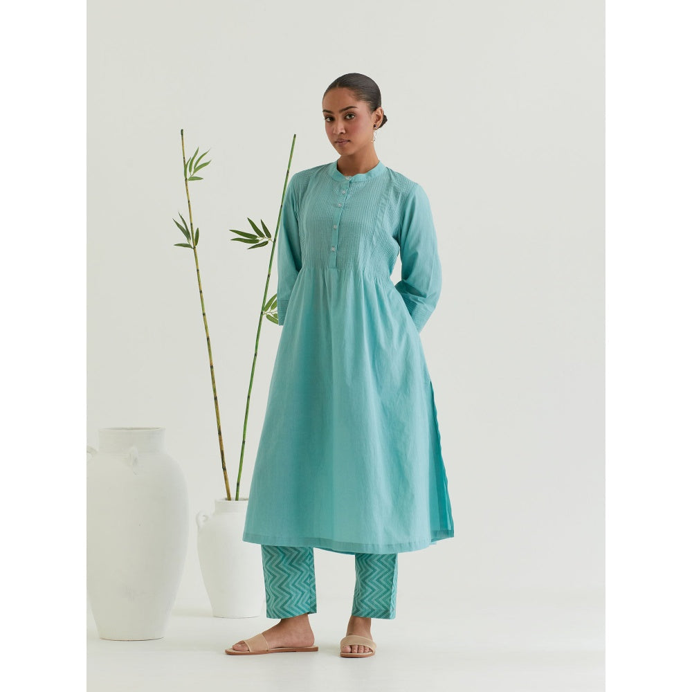 Priya Chaudhary Sea Green Pleated Kurta