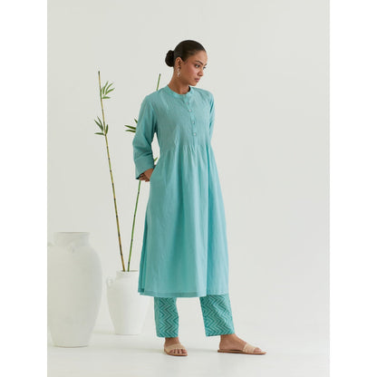 Priya Chaudhary Sea Green Pleated Kurta