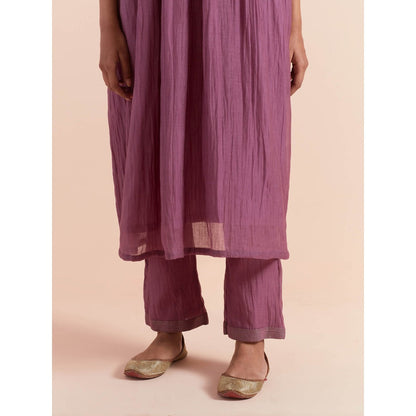 Priya Chaudhary Purple Anarkali Kurta with Pant (Set of 2)