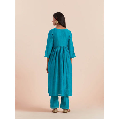 Priya Chaudhary Turquoise Anarkali Kurta with Pant (Set of 2)