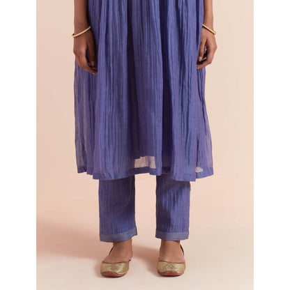 Priya Chaudhary Blue Anarkali Kurta with Pant (Set of 2)