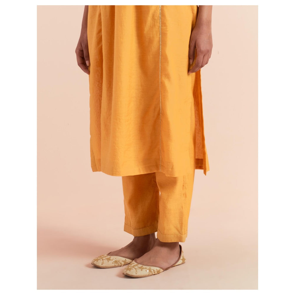 Priya Chaudhary Mustard Embroidered Kurta with Pant (Set of 2)
