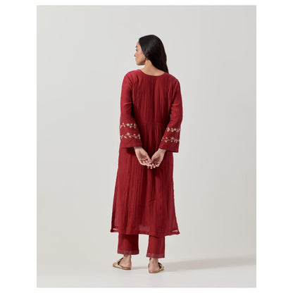 Priya Chaudhary Maroon Silk Embroidered Pant