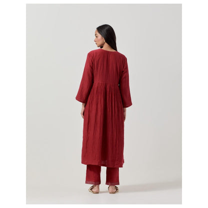 Priya Chaudhary Maroon Embroidered Anarkali Kurta