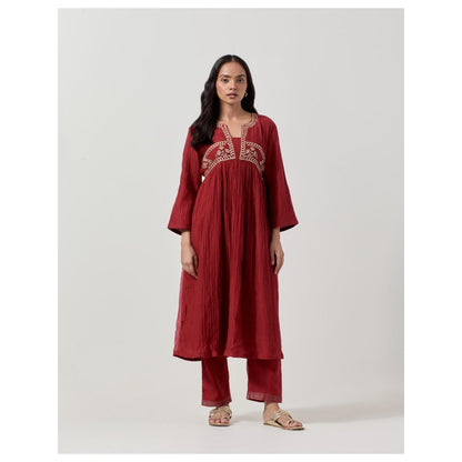 Priya Chaudhary Maroon Soft Chanderi Pant