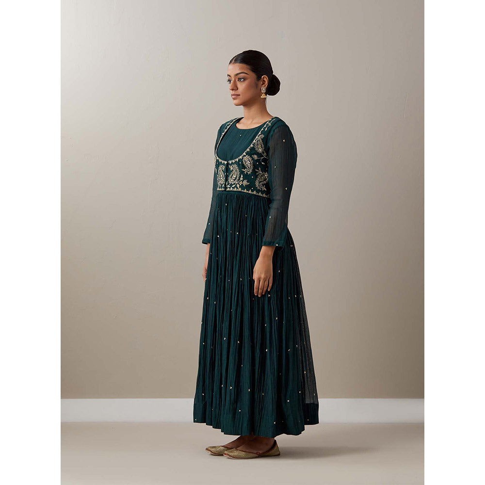 Priya Chaudhary Green Kurtas Green Kurta with Jacket (Set of 2)