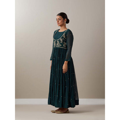 Priya Chaudhary Green Kurtas Green Kurta with Jacket (Set of 2)