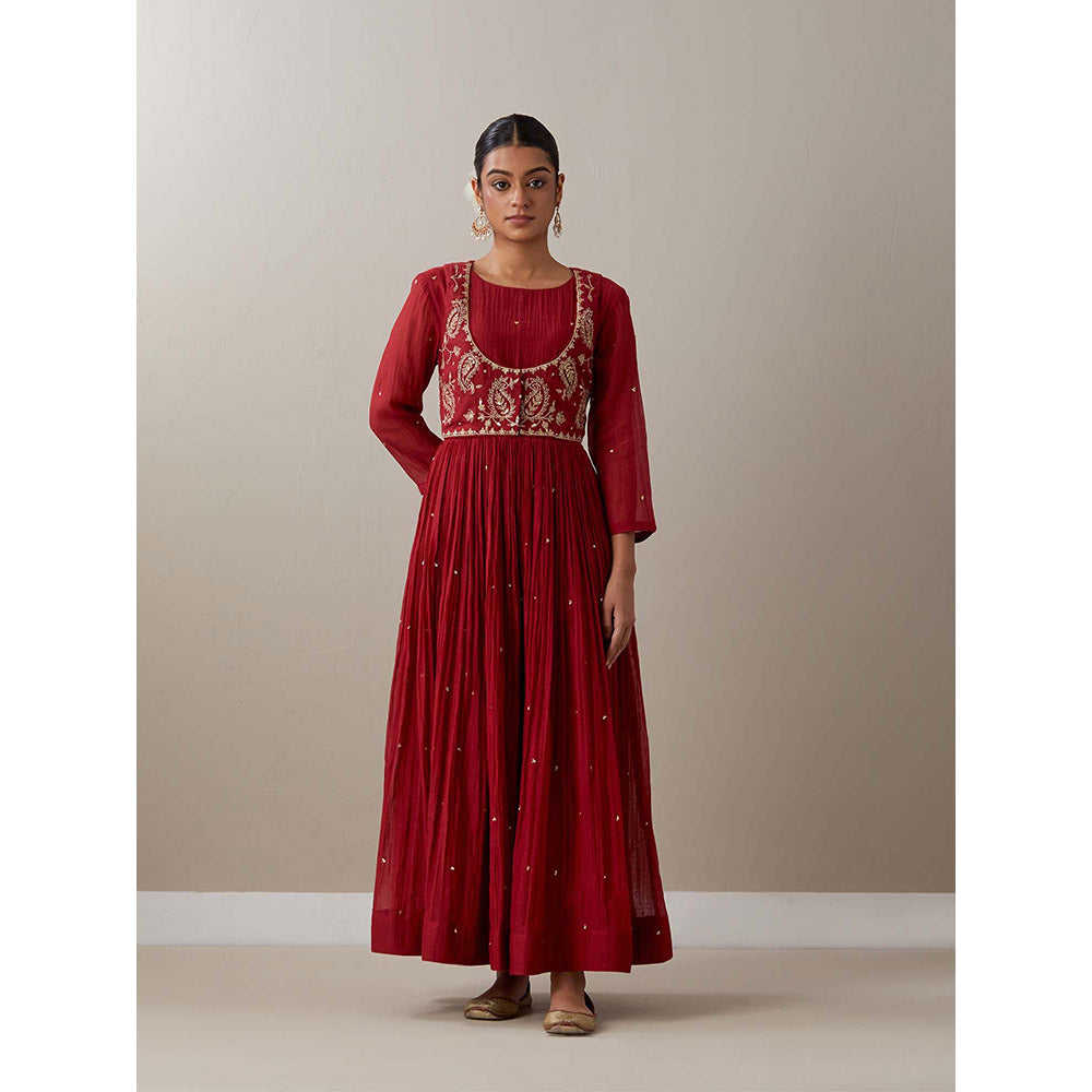 Priya Chaudhary Red Kurtas Red Jacket Kurta with Pant and Dupatta (Set of 4)
