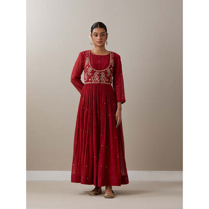 Priya Chaudhary Red Kurtas Red Kurta with Pant and Jacket (Set of 3)
