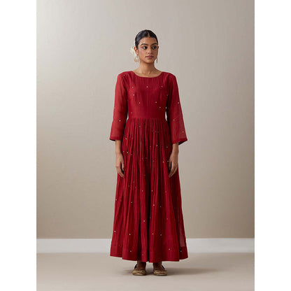Priya Chaudhary Red Kurtas Red Kurta with Pant and Jacket (Set of 3)
