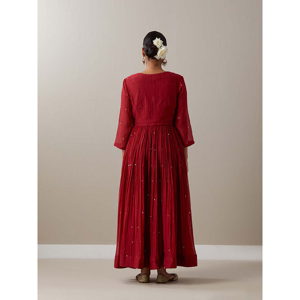 Priya Chaudhary Red Kurtas Red Kurta with Jacket (Set of 2)