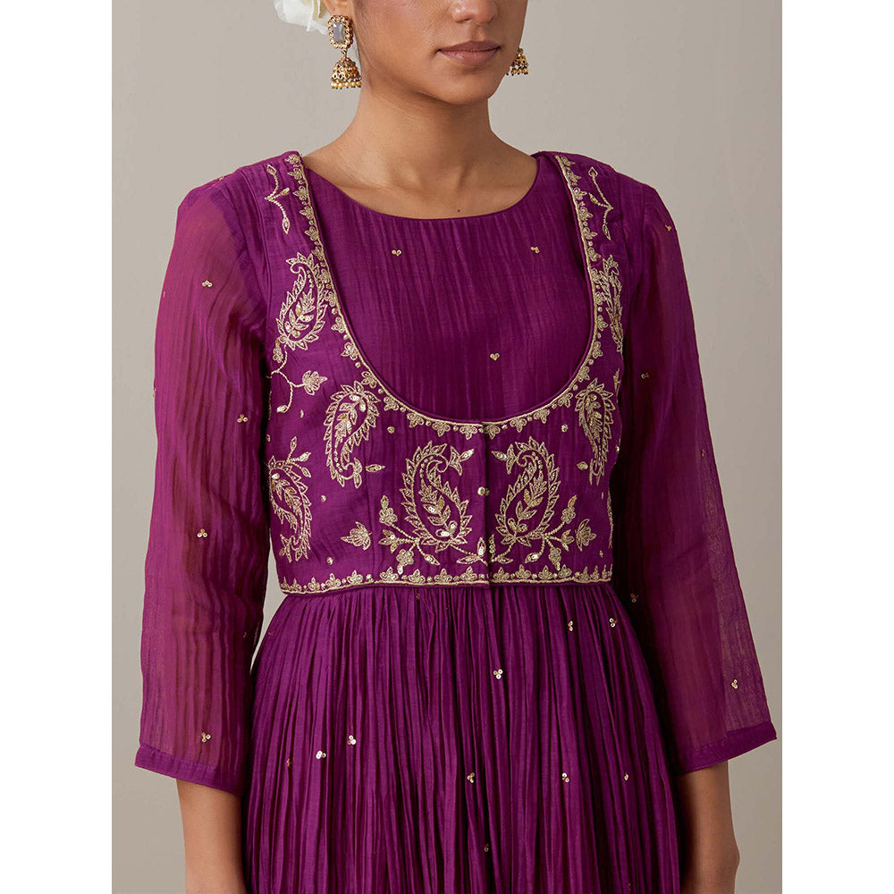 Priya Chaudhary Purple Kurtas Purple Jacket Kurta with Pant and Dupatta (Set of 4)
