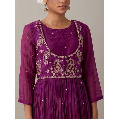 Priya Chaudhary Purple Kurtas Purple Jacket Kurta with Pant and Dupatta (Set of 4)
