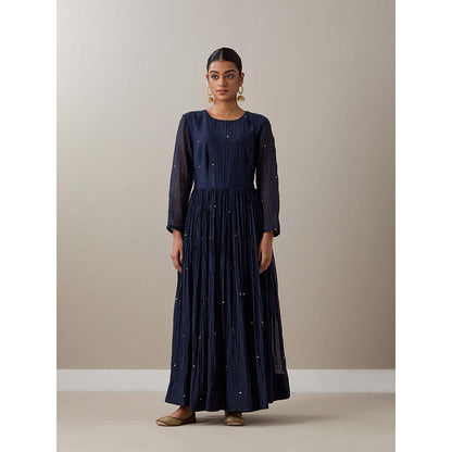 Priya Chaudhary Blue Kurtas Navy Blue Jacket Kurta with Pant and Dupatta (Set of 4)