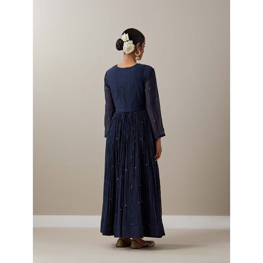 Priya Chaudhary Blue Kurtas Navy Blue Jacket Kurta with Pant and Dupatta (Set of 4)
