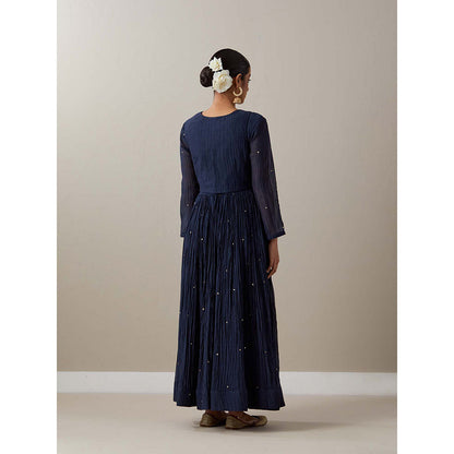 Priya Chaudhary Blue Kurtas Navy Blue Jacket Kurta with Pant and Dupatta (Set of 4)
