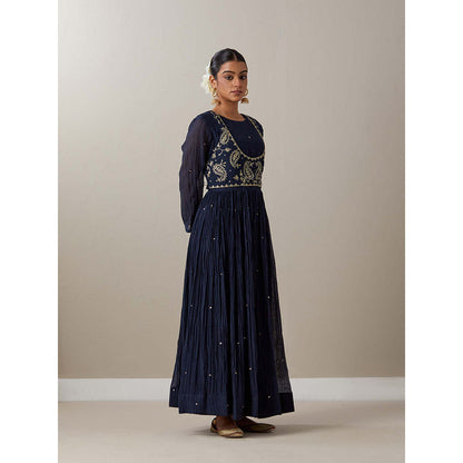 Priya Chaudhary Blue Kurtas Navy Blue Kurta with Jacket (Set of 2)