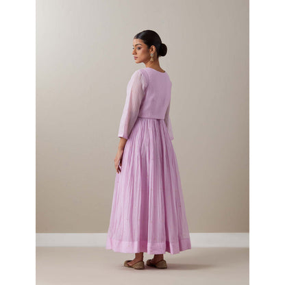Priya Chaudhary Light Pink Kurtas Mauve Jacket Kurta with Pant and Dupatta (Set of 4)