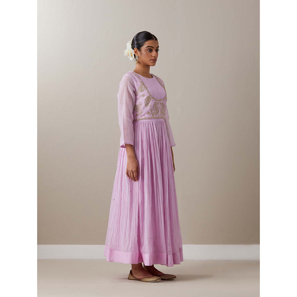 Priya Chaudhary Light Pink Kurtas Mauve Jacket Kurta with Pant and Dupatta (Set of 4)