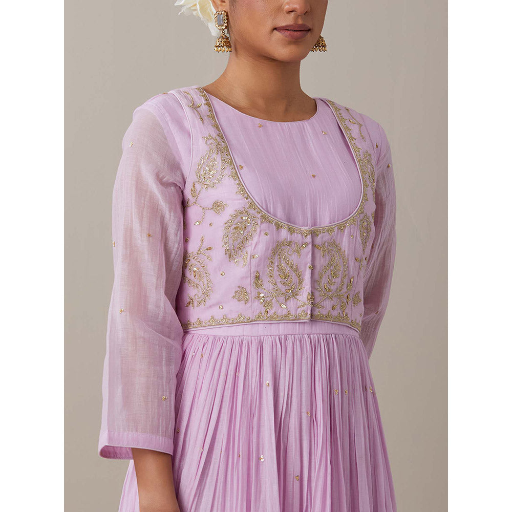 Priya Chaudhary Light Pink Kurtas Mauve Jacket Kurta with Pant and Dupatta (Set of 4)
