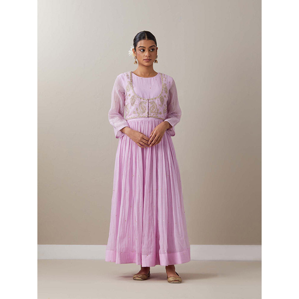 Priya Chaudhary Light Pink Kurtas Mauve Kurta with Pant and Jacket (Set of 3)