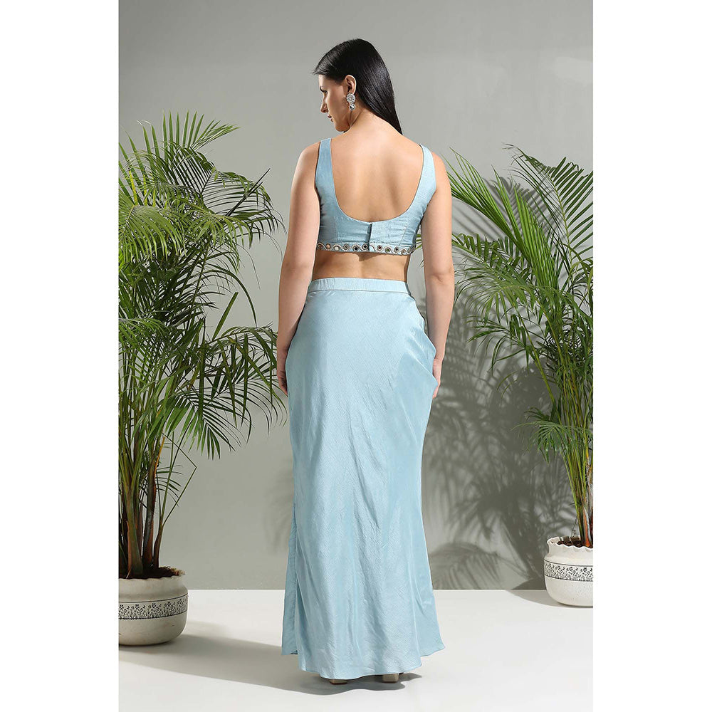 PRITI SAHNI DESIGNS Grey Blouse with Skirt and Cropped Jacket (Set of 3)